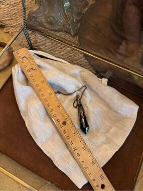 Faceted Black Crystal pendulum with Antique Bronze Accents